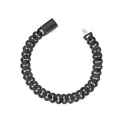 925 Silver Black Moissanite Miami Cuban Men's Bracelet (ALL SIZES)