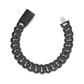 925 Silver Black Moissanite Miami Cuban Men's Bracelet (ALL SIZES)