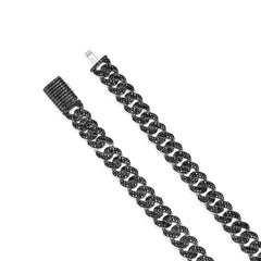 925 Silver Black Moissanite Miami Cuban Men's Necklace (ALL SIZES)