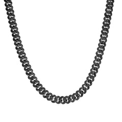 925 Silver Black Moissanite Miami Cuban Men's Necklace (ALL SIZES)