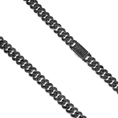 925 Silver Black Moissanite Miami Cuban Men's Necklace (ALL SIZES)