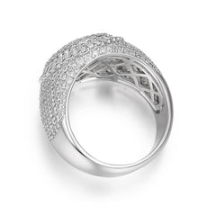 925 Sterling Silver Iced Baguette Moissanite Round Ring