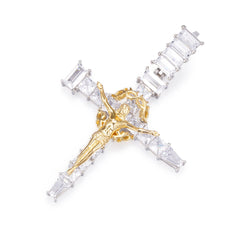 925 Sterling Silver 14K Gold plated Jesus Crucifix Cross Pendant
