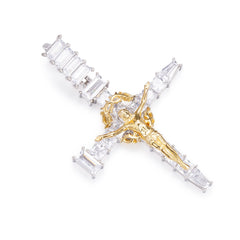 925 Sterling Silver 14K Gold plated Jesus Crucifix Cross Pendant