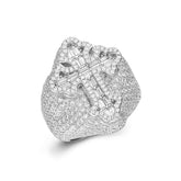 925 Sterling Silver Moissanite Men's Iced Out Cross Pinky Ring