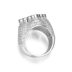 925 Sterling Silver Moissanite Men's Iced Out Cross Pinky Ring