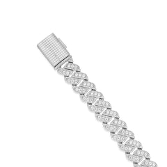 925 Sterling Silver Moissanite Unisex Cuban Bracelet 12mm - 14mm