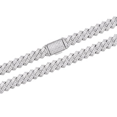 Baguette-cut 8-20mm VVS Colorless Moissanite Cuban Chain in 925 Sterling Silver
