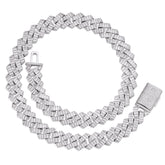 Baguette-cut 8-20mm VVS Colorless Moissanite Cuban Chain in 925 Sterling Silver