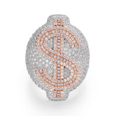 Baguette And Round Dollar Sign Statement Moissanite Ring