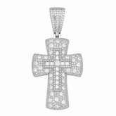 Baguette Double Cross Moissanite Pendant | 14K Gold Plated Over 925 Sterling Silver