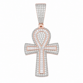 Baguette Moissanite Ankh Cross Pendant 14K Gold Plated Over 925 Sterling Silver