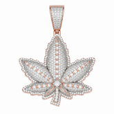 Baguette Moissanite Cannabis Leaf Pendant | 14K Gold Plated Over 925 Sterling Silver