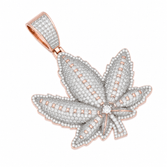Baguette Moissanite Cannabis Leaf Pendant | 14K Gold Plated Over 925 Sterling Silver