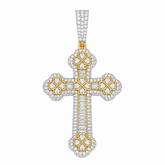 Baguette Moissanite Clover Cross Pendant 14K Gold Plated Over 925 Sterling Silver