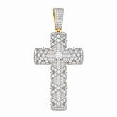 Baguette Moissanite Cross Pendant | 14K Gold Plated Over 925 Sterling Silver
