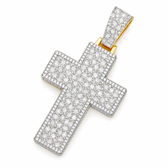 Baguette Moissanite Cross Pendant | 14K Gold Plated Over 925 Sterling Silver