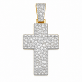 Baguette Moissanite Cross Pendant | 14K Gold Plated Over 925 Sterling Silver