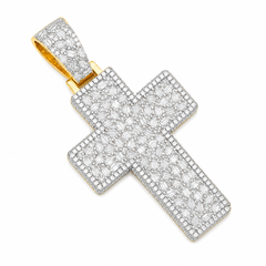 Baguette Moissanite Cross Pendant | 14K Gold Plated Over 925 Sterling Silver