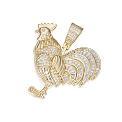 Baguette Moissanite Rooster Pendant with VVS Moissanite