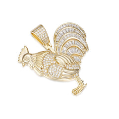 Baguette Moissanite Rooster Pendant with VVS Moissanite
