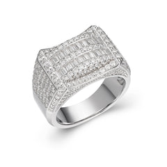 Baguette and Round Moissanite Multi-Row Alternating Ring