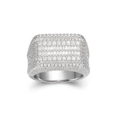 Baguette and Round Moissanite Multi Row Ring 925 Silver