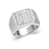 Baguette and Round Moissanite Rectangular Fashion Ring