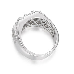 Baguette and Round Moissanite Rectangular Fashion Ring