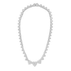 Baguette and Round VVS Moissanite Heart Motif Link Chain