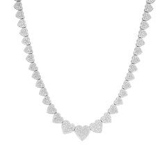 Baguette and Round VVS Moissanite Heart Motif Link Chain