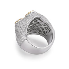 Big Micropave Baguette Cross Men's Ring With Moissanite and S925 Sterling Silver