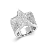 Bling Punky Rapper Luxury Fashion Star Rings for Men 14K Gold Plated Shiny Big Iced out Hip Hop Moissanite Men Engagement Rings