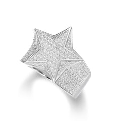 Bling Punky Rapper Luxury Fashion Star Rings for Men 14K Gold Plated Shiny Big Iced out Hip Hop Moissanite Men Engagement Rings