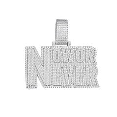 Bold Moissanite Pendant with 'Now or Never' Design