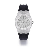 Bust Down Rubber Band Moissanite Steel VVS Iced Out Watch