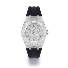 Bust Down Rubber Band Moissanite Steel VVS Iced Out Watch