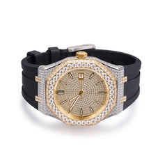 Bust Down Rubber Band Moissanite Steel VVS Iced Out Watch