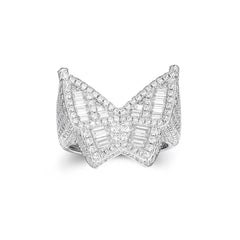 Butterfly Baguette Signet Moissanite Ring