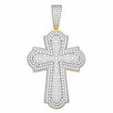 Classic Cathedral Moissanite Cross Pendant 14K Gold Plated Over 925 Sterling Silver