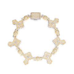 Cross and Beads Moissanite Cuban Bracelet