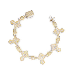 Cross and Beads Moissanite Cuban Bracelet