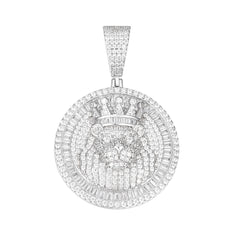 Crowned Lion Pendant VVS Moissanite Royalty Design