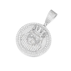 Crowned Lion Pendant VVS Moissanite Royalty Design