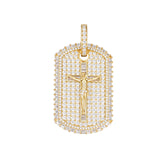 Crucifix Dog Tag Pendant with Moissanite