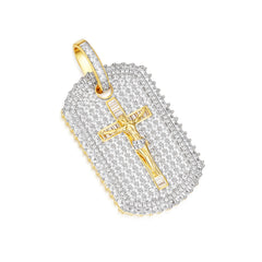 Crucifix Dog Tag Pendant with Moissanite