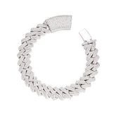 Cuban Moissanite Bracelet Iced Out Lock 15MM 925 Sterling Silver