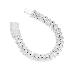 Cuban Moissanite Bracelet Iced Out Lock 15MM  925 Sterling Silver