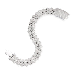 Cuban Moissanite Bracelet Iced Out Lock 15MM  925 Sterling Silver
