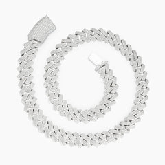 Cuban Moissanite Chain Iced Out Lock 15MM 925 Sterling Silver
